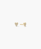 Mini Heart Pavé Diamond Stud Earrings-14k Yellow Gold / Natural Diamond