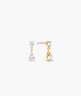 Ada Double Pear Drop Earrings-18k Gold Vermeil / Lab Grown White Sapphire