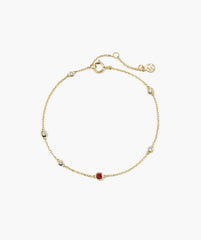 Multi Gemstone Station Bracelet-14k Yellow Gold / Garnet / 7-8 inches