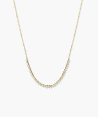 Diamond Half Tennis Necklace-14k Yellow Gold / Natural Diamond / 15-17 inches