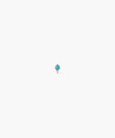 Piercing Studio - Single Turquoise Diamond Droplet Flat Back Stud-14k Yellow Gold / Turquoise, Natural Diamond