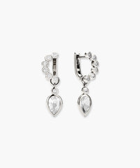 Remy Gemstone Charm Hoops-Sterling Silver / White Topaz