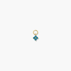 Single Gemstone Cluster Hoop Charm-10k Yellow Gold / London Blue Topaz