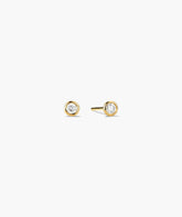 Mini Bezel Round Lab Grown Diamond Studs-14k Yellow Gold / Lab Grown Diamond