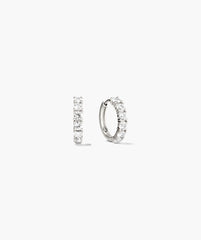 Lab Grown Sapphire Small Hoops-18k Gold Vermeil / Lab Grown White Sapphire