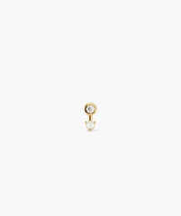 Piercing Studio - Lab Grown Diamond Pearl Drop Stud-14k Yellow Gold / Lab Grown Diamomd