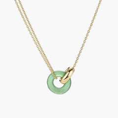 Linked Gemstone Necklace-14k Yellow Gold / Green Aventurine / 16-18 inches