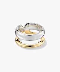 Duet Mixed Ring-18k Gold Vermeil, Sterling Silver / 9