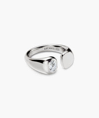 Noa Open Signet Ring-Sterling Silver / Lab Grown White Sapphire / 5