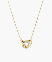 Organic Dôme Curve Gemstone Necklace-18k Gold Vermeil / Lab Grown White Sapphire / 16-18 inches