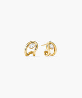 Organic Dôme Curve Gemstone Huggies-18k Gold Vermeil / Lab Grown White Sapphire