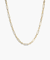 Triple Link Paperclip Chain Charm Necklace-14k Yellow Gold / 16 inches
