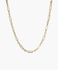 Triple Link Paperclip Chain Charm Necklace-14k Yellow Gold / 16 inches