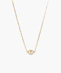 Pavé Diamond Evil Eye Necklace-14k Yellow Gold / Natural Diamond / 16-18 inches