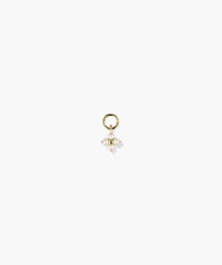 Cluster Pearl Hoop Charm-14k Yellow Gold / Pearl