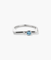 Puzzle Stacking Ring-Sterling Silver / Swiss Blue Topaz / 9
