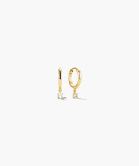 Round Lab Grown Sapphire Hoops-18k Gold Vermeil / Lab Grown Sapphire