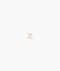 Single Diamond Lotus Stud-14k Yellow Gold / Natural Diamond / Flat Back