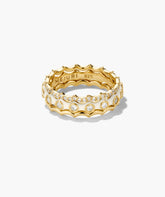 Enamel Charlotte Stacker Ring-18k Gold Vermeil, Cream Enamel / Lab Grown White Sapphire / 4