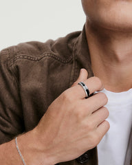 Meridian Ring-Sterling Silver, Black Enamel / 13