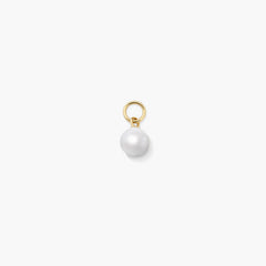 Single Pearl Hoop Charm-14k Yellow Gold / Pearl