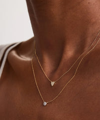 Mini Heart Pavé Diamond Necklace-14k Yellow Gold / Natural Diamond / 16-18 inches