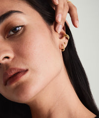 Beaded Huggie Hoops-10k Yellow Gold
