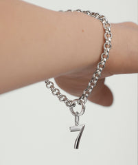 Bold Rolo Chain Charm Bracelet-Sterling Silver / 6 inches