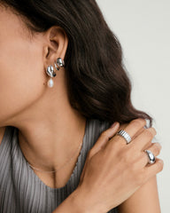 Brioche Pearl Drop Earring-Sterling Silver / Pearl