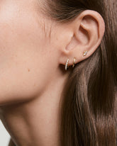 Pavé Lab Grown Sapphire Huggie Hoops-18k Gold Vermeil / Lab Grown Sapphire