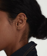 Single Puffy Pyramid Stud-14k Yellow Gold / Flat Back