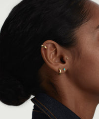 Piercing Studio - Single Turquoise Diamond Droplet Flat Back Stud-14k Yellow Gold / Turquoise, Natural Diamond