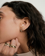 Single Celeste Lab Grown Diamond Triad Stud-14k Yellow Gold / Lab Grown Diamond
