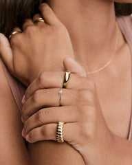 Gemstone Trillion Stacker Ring-14k Yellow Gold / White Topaz / 10