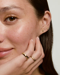 Single Star Crossed Mini Stud-10k Yellow Gold / Natural Diamond