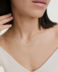 Beverly Necklace-10k Yellow Gold / Lab Grown White Sapphire / 14-16"