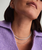 Lab Grown Sapphire Tennis Necklace-Sterling Silver / Lab Grown White Sapphire / 17.5 inches