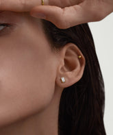 Lab Grown Sapphire Emerald Cut Studs-18k Gold Vermeil / Lab Grown White Sapphire