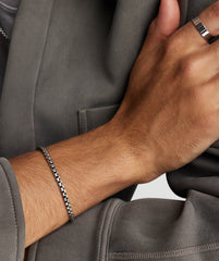 Round Box Chain Bracelet-Oxidized Sterling Silver / 8 inches