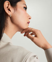 Duet Mixed Huggie Hoops-18k Gold Vermeil, Sterling Silver