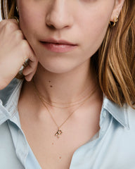 Organic Dôme Liquid Letter Pendant Necklace-18k Gold Vermeil, White Sapphire / D / 16-18 inches