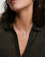 Organic Dôme Liquid Letter Pendant-Sterling Silver / Swiss Blue Topaz, Peridot, Lemon Quartz / E