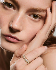 Gemstone Charlotte Stacker Set-18k Gold Vermeil, Cream Enamel / 4 / 4