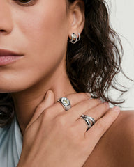 Organic Dôme Curve Gemstone Huggies-18k Gold Vermeil / Lab Grown White Sapphire