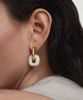 Stevie Hoop Links-18k Gold Vermeil, Cream Enamel