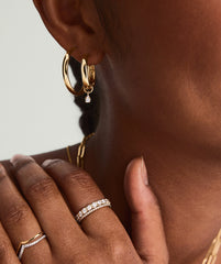 Mini Pear Diamond Hoop Charm-14k Yellow Gold / Natural Diamond