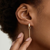 Single Bar Hoop Charm-14k Yellow Gold