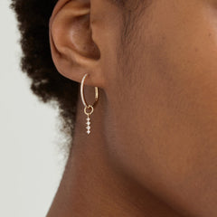 Single Diamond Icicle Hoop Charm-14k Yellow Gold / Natural Diamond