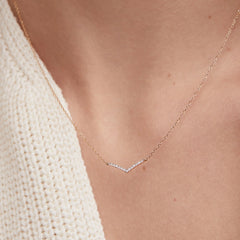 Pavé Diamond Wishbone Necklace-10k Yellow Gold / Natural Diamond / 15-17"