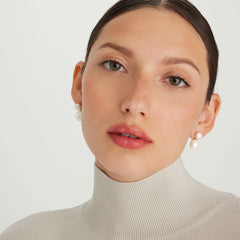 Bold Pearl Drop Earrings-18k Gold Vermeil / Pearl
